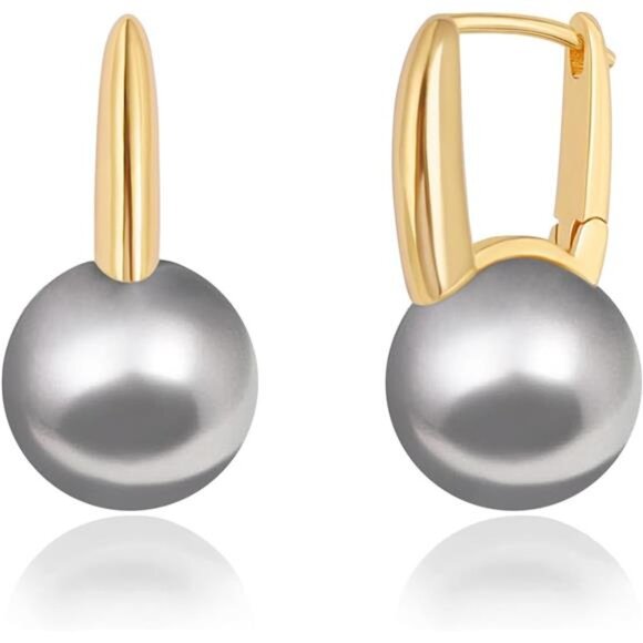 Aobei Pearl Handmade Grey Drop Earrings - Picture 1 of 5